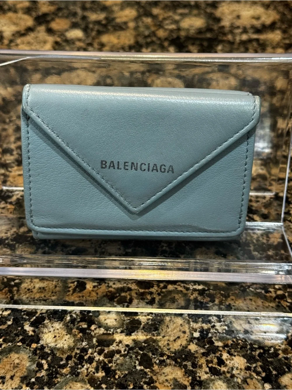 Balenciaga Light Blue Leather Envelope Card Case